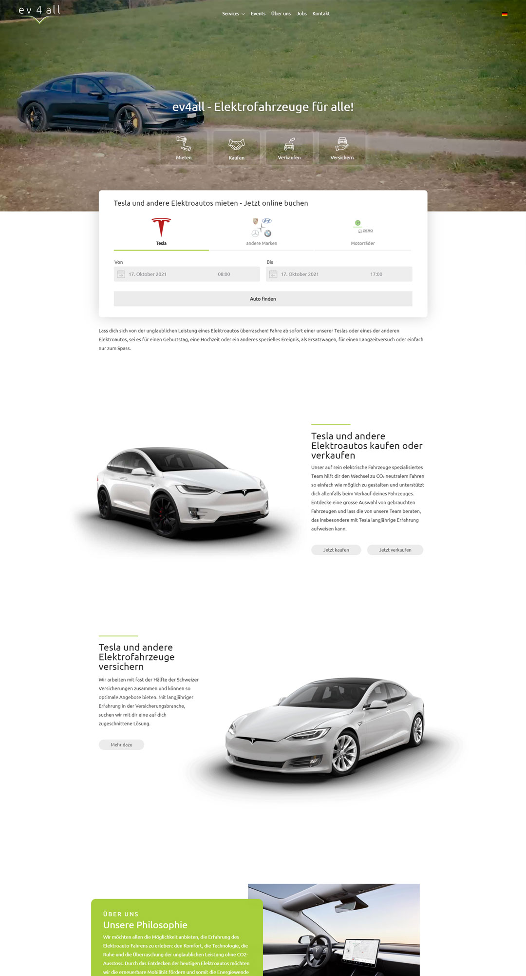 Website Referenz Projekt Screenshot ev4all Website Frontpage